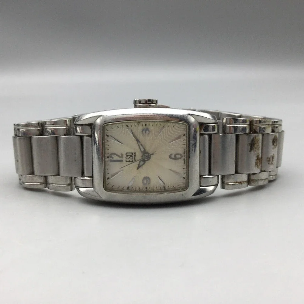 ESQ Movado Swiss Womens Watch 22mm Champagne Silver Tone New Battery 6.5